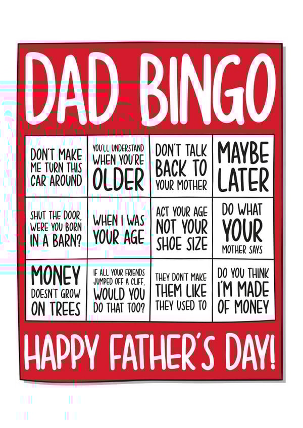 Dad Quotes Fathers Day Bingo Card created by TeePee Creations
