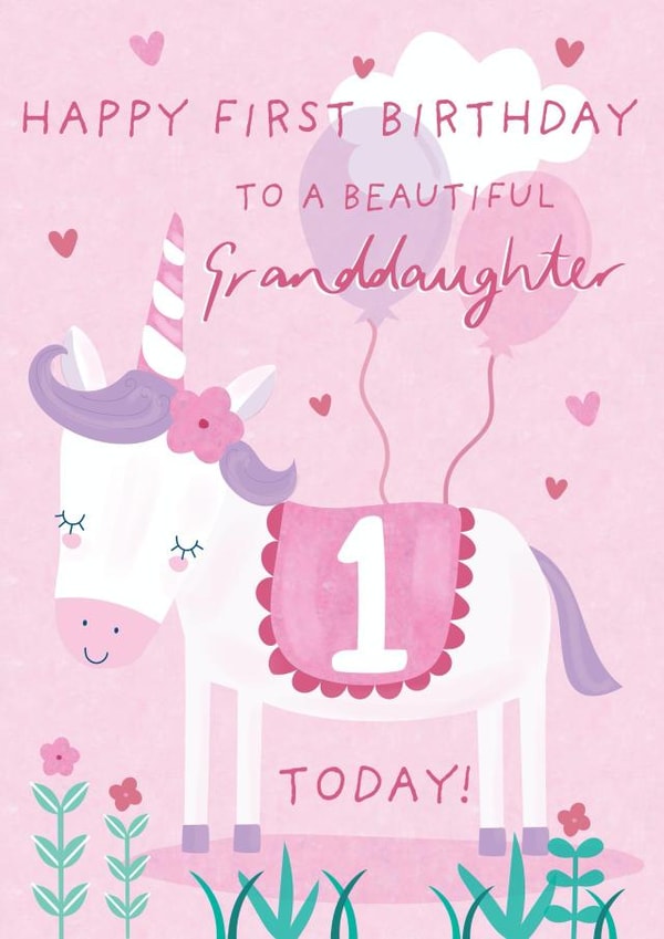 Granddaughter Age 1 Unicorn Birthday Card created by Juniper and Rose Studio