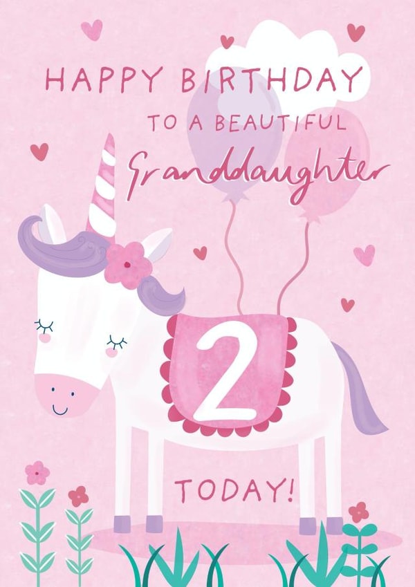 Granddaughter Age 2 Unicorn Birthday Card created by Juniper and Rose Studio