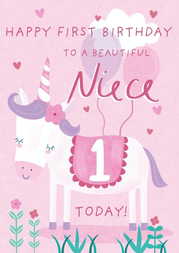 Niece Age 1 Unicorn Birthday Card created by Juniper and Rose Studio