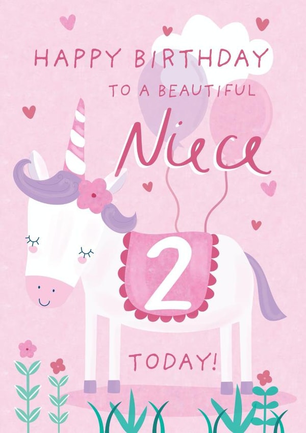 Niece Age 2 Unicorn Birthday Card created by Juniper and Rose Studio