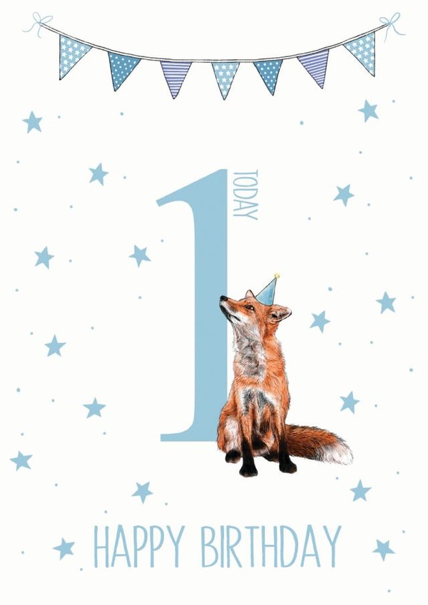 fox 1st Birthday Card 17937 created by SVHIllustration
