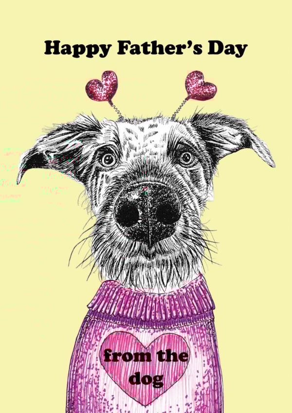 Father's Day lurcher dog card from the dog - fun and cute created by sarahcoxartwork