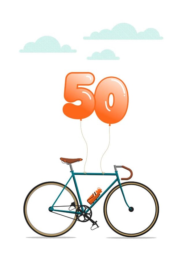 Roadbike 50th birthday card created by The Sunday Cyclist