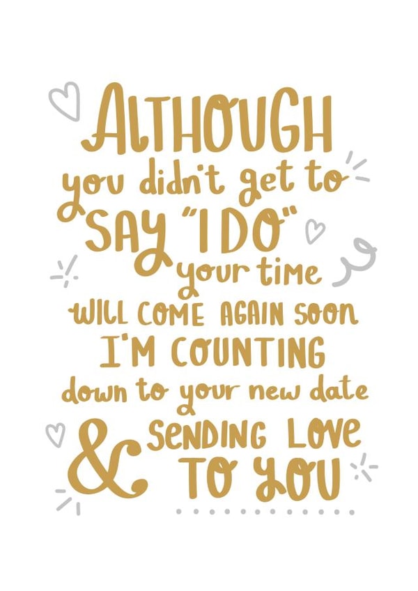 Poetic postponed wedding card - your time will come again soon created by Print is the New Black