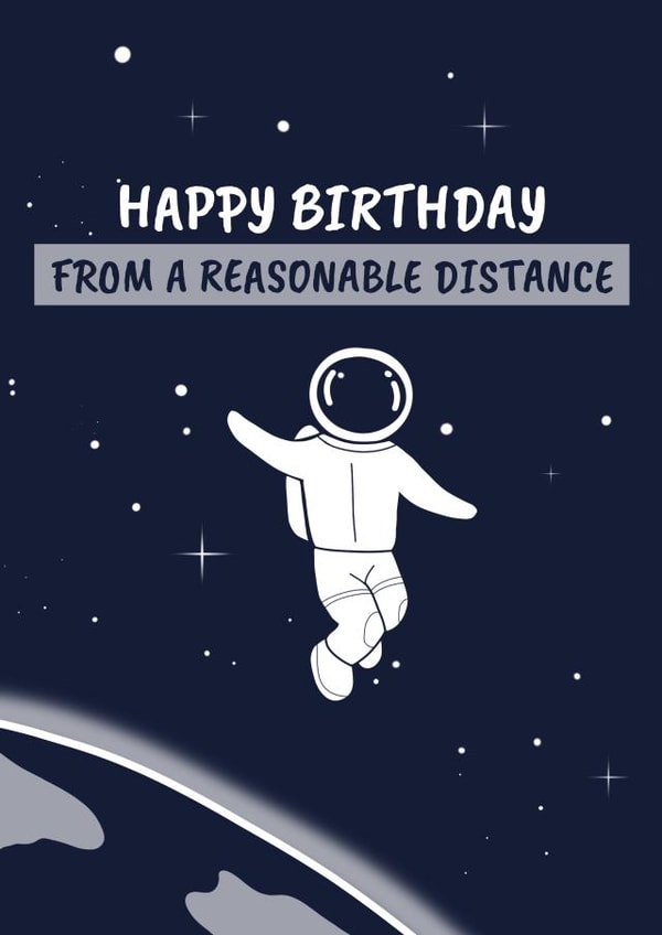 reasonable distance Birthday Card 41658 created by Kewl cards