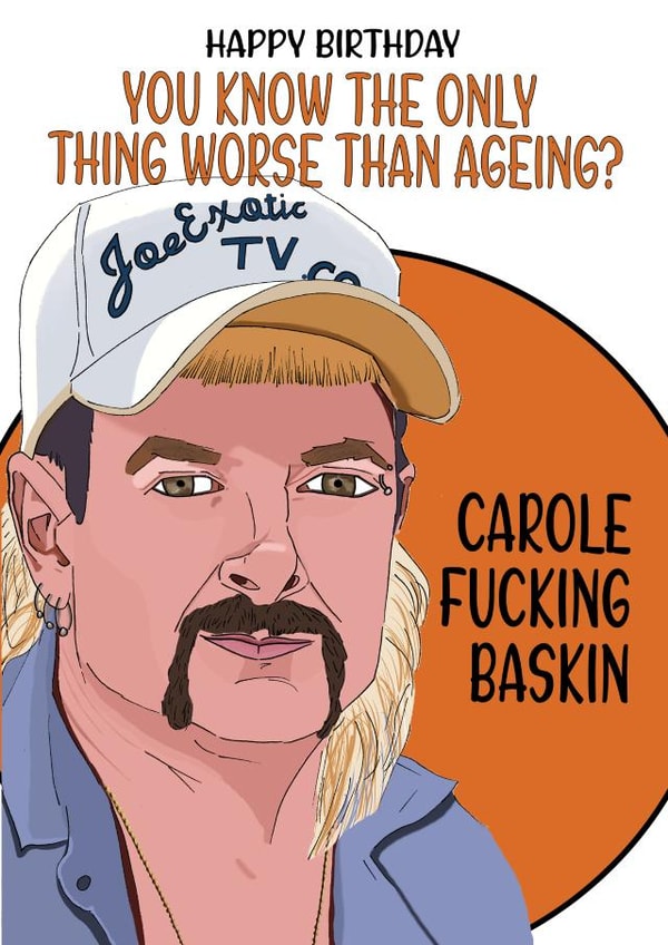 Ageing Tiger King Birthday card created by Graphite & Grace