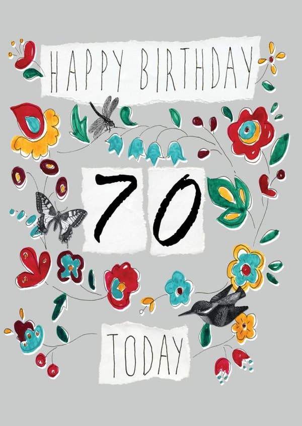 Classic 70th Birthday Card - For Her - Flowers created by Perkins & Morley