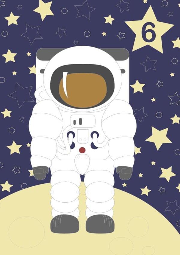 Happy 6th Birthday - Astronaut - Birthday Card 8791 created by Sarah Twist