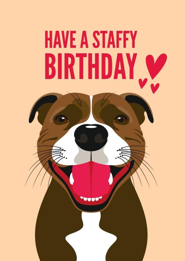 Staffordshire Bull Terrier Birthday Card created by Diva Doodle Designs