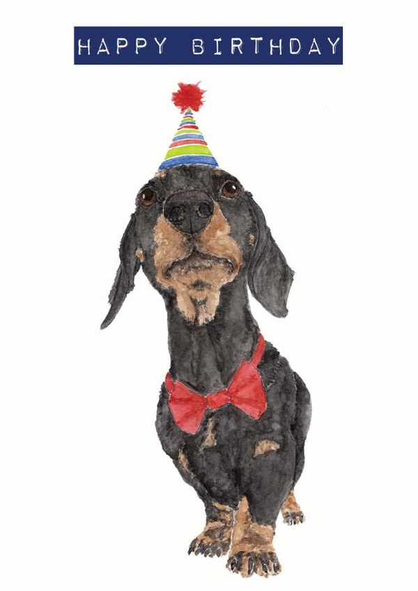 Happy birthday sausage dog / dachshund card 1001 created by Bramble Designs