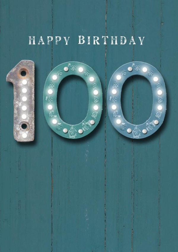 Classic 100th Birthday Card - Blue - Lights created by Lucy Ledger