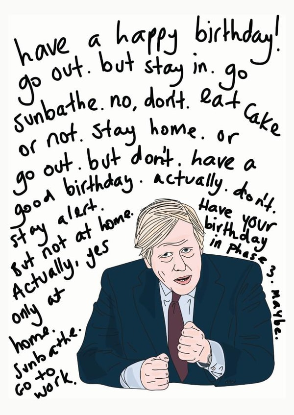 Boris Johnson themed card created by Eat the Moon