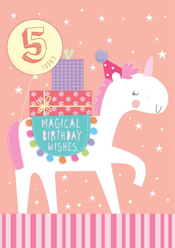 Magical Unicorn Wishes 5th birthday card created by Paper Yay