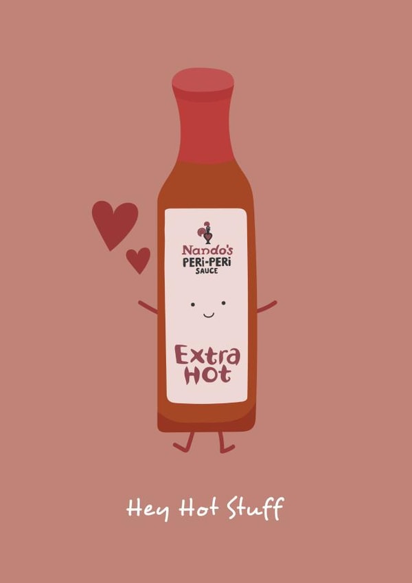 Cute Nandos Pun Anniversary Card - Peri Peri Sauce - Hey Hot Stuff created by emily.reevedesigns
