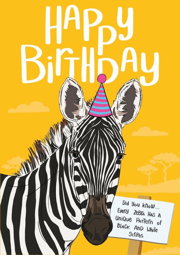 zebra fact Birthday Card 17585 created by Wit & Wisdom