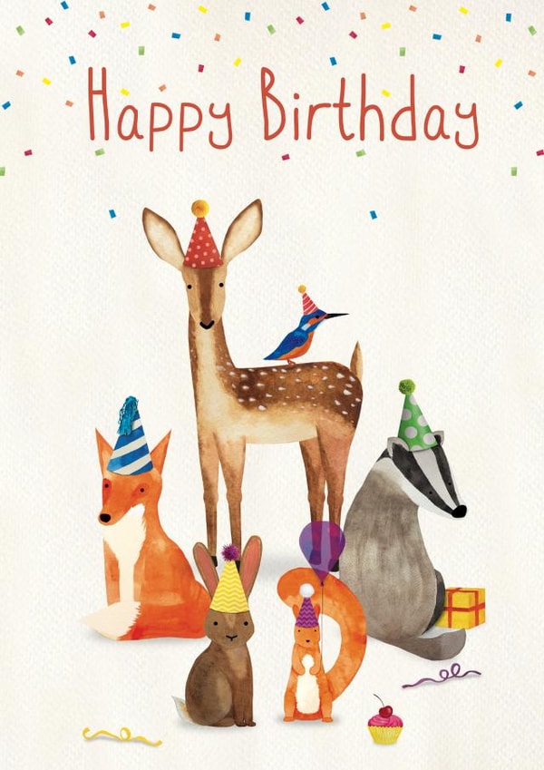 Cute Birthday Card - Woodland Animals - Watercolour created by All The Best