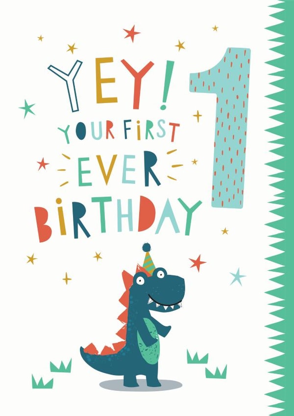 First Ever Birthday card -  Cute Dinosaur - 1st Birthday created by Dotty Black