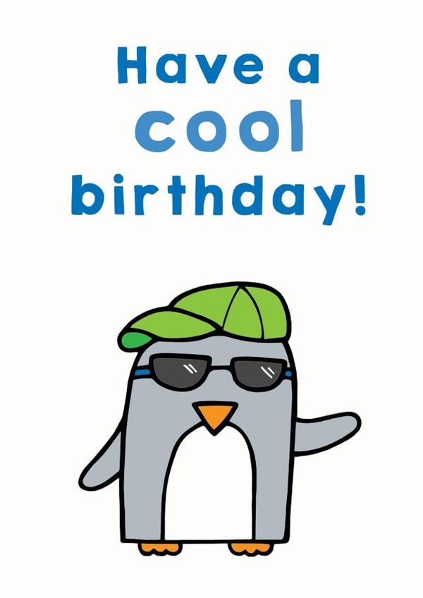 Cool penguin birthday card created by Penguin Parade