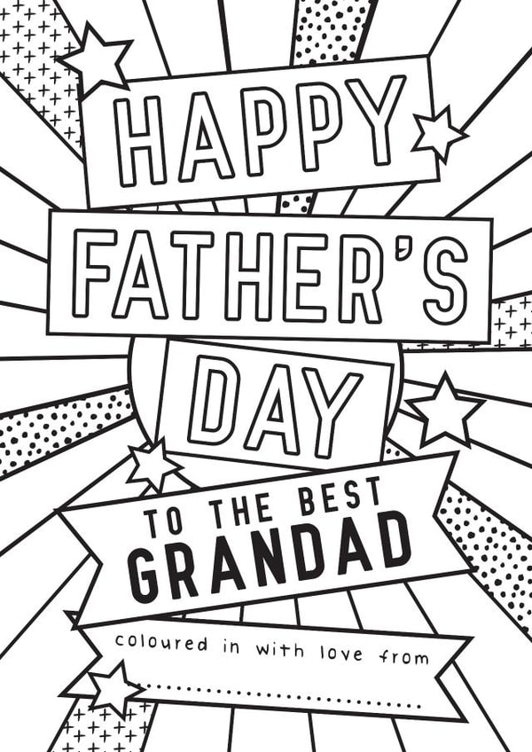 Cute Colour In Fathers Day Card - Grandad - Happy Father's Day To The Best Grandad created by Mad Philomena