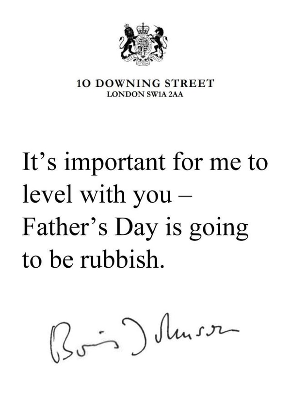 Message from Boris Johnson Father's Day card created by The Happy Bee