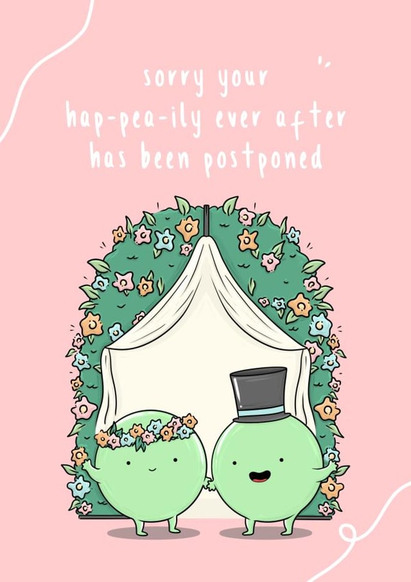 Hap-pea wedding card - pink background created by The Tipsy Turtle