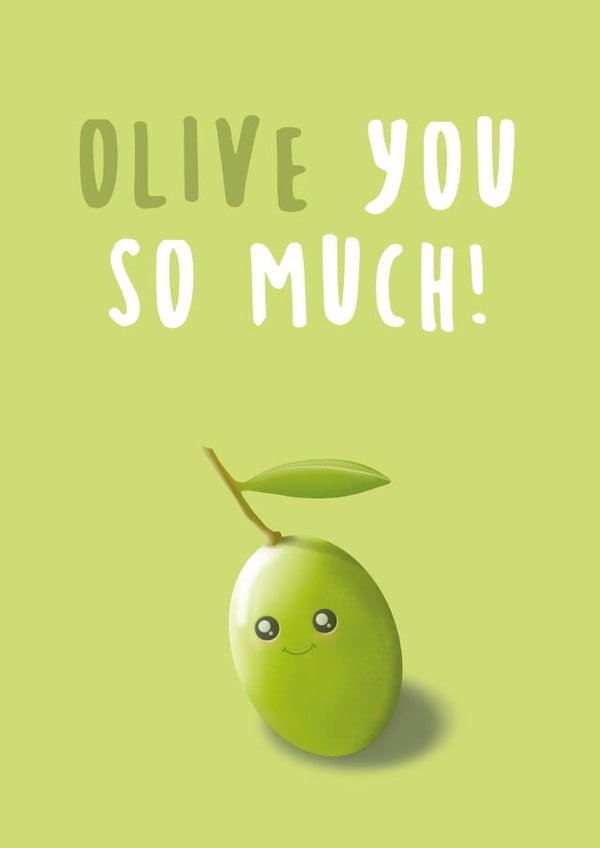 Olive green 'I love you' card created by Tom Boote