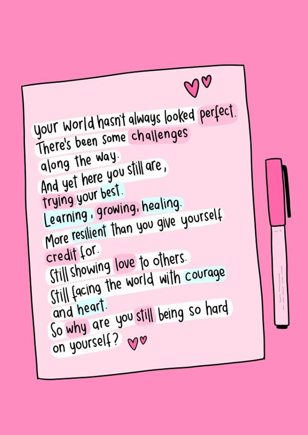 confidence mental health Love & Friendship Card 13875 created by Mellow Doodles