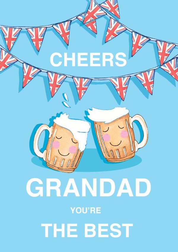 Cute Beer Fathers Day Card - Grandad - Bunting - Cheers grandad You're The Best created by Siobhan at april rose