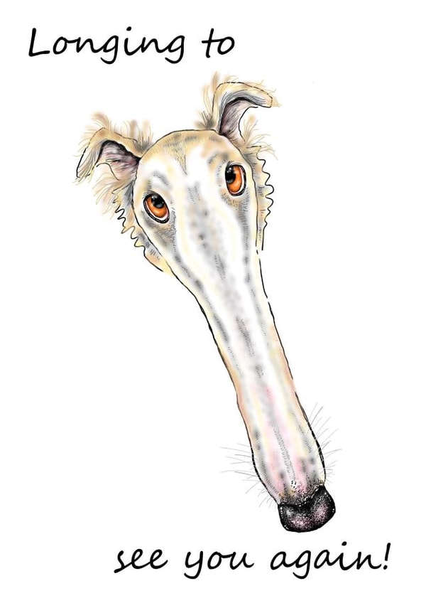 Funny Borzoi Missing You Card created by sarahcoxartwork