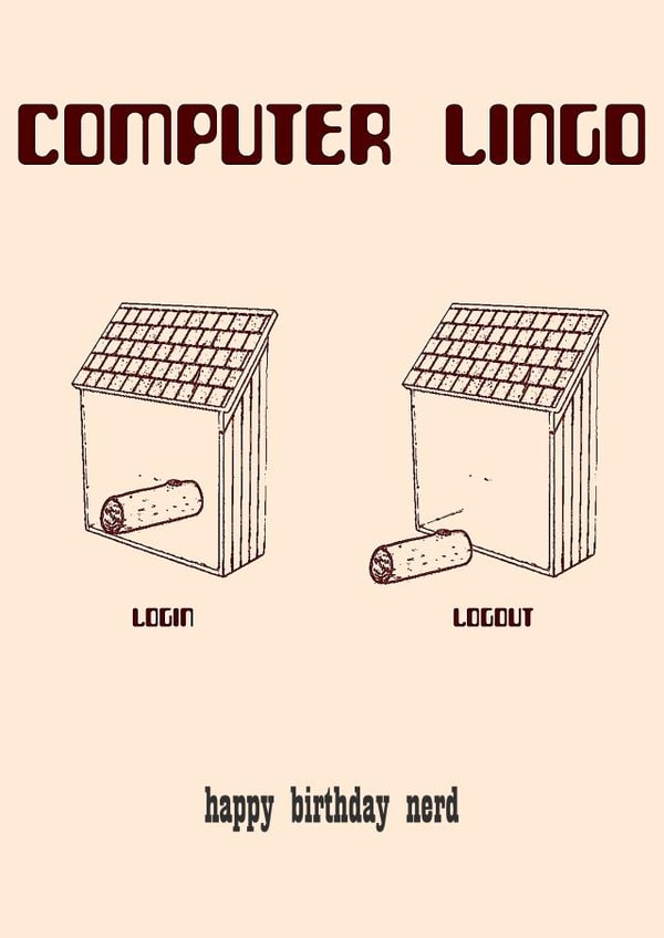 computer lingo log in Birthday Card 18367 created by Benny