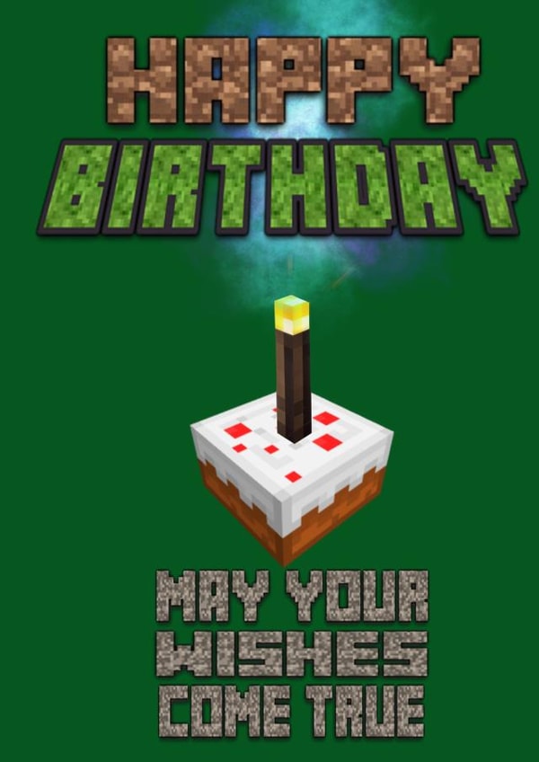 Minecraft wishes birthday card created by Kerrylovescards