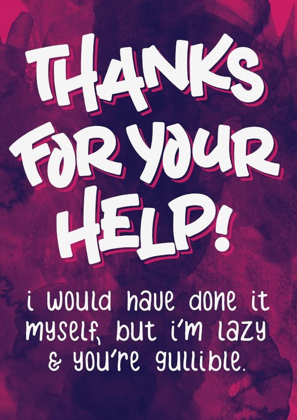 funny adult Thank You Card 4616 created by PaperFreckles