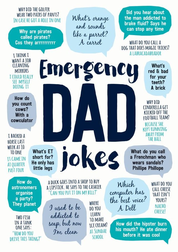 Dad Jokes Birthday Card - Funny - For Dad - Emergency Dad Jokes created by Paper Plane