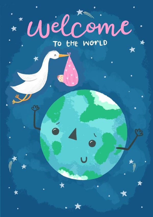 New baby welcome to the world New Baby Card 11081 created by Blue Kiwi Design