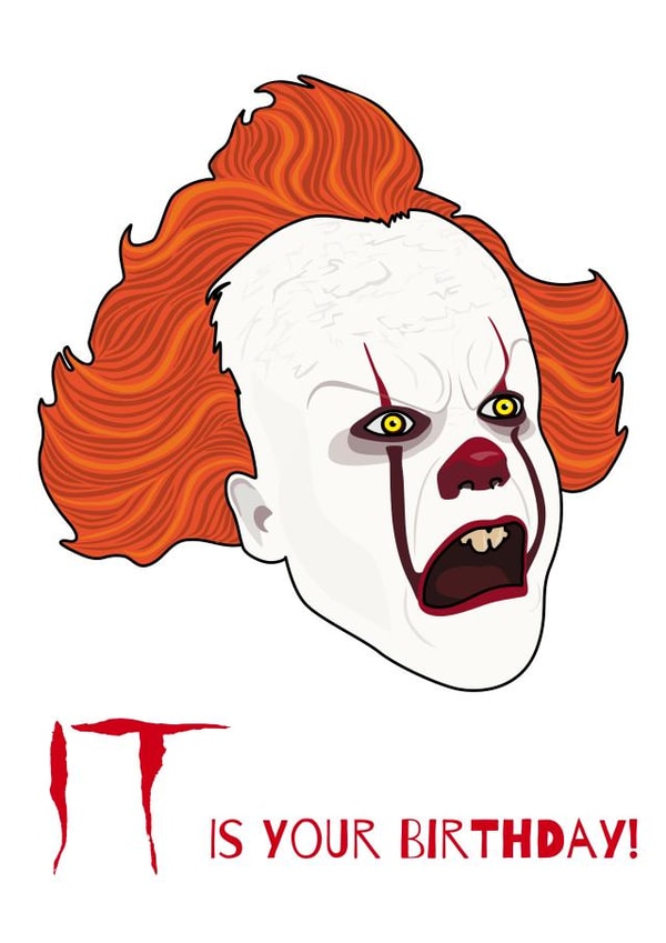 IT Clown Birthday Card 16520 created by Jak Malone