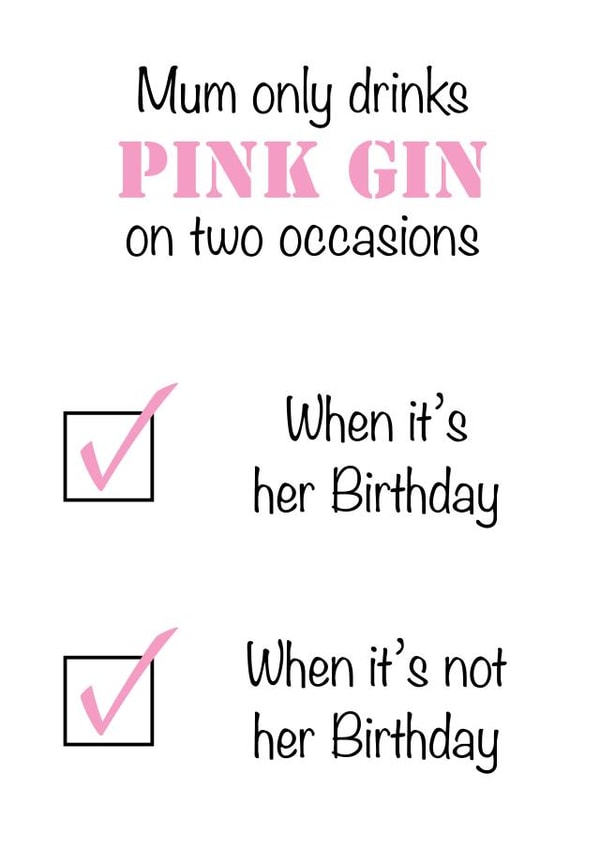 Mum pink gin Birthday card created by Victoria Grace Designs
