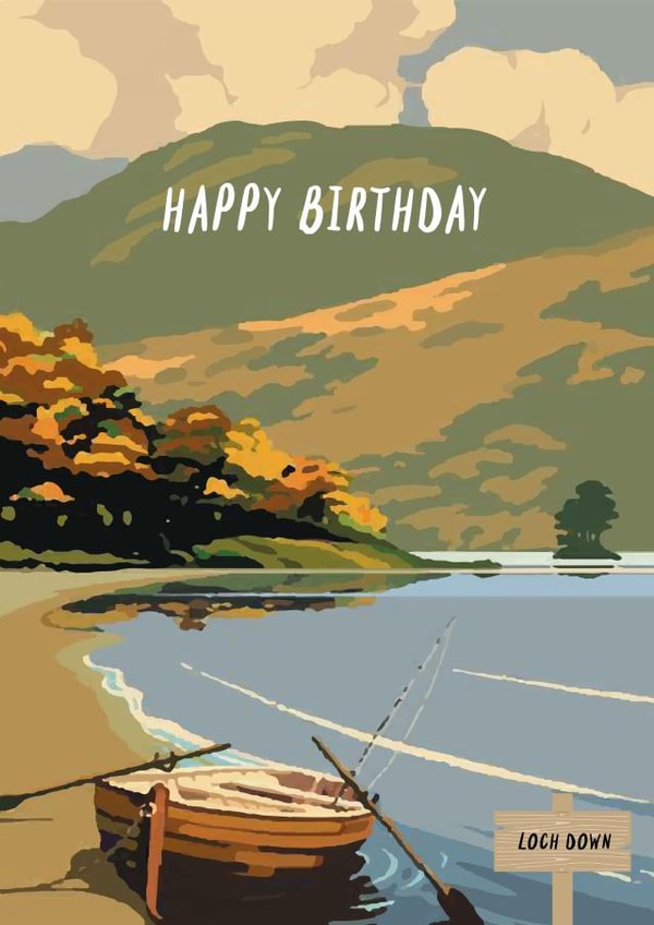Arty Birthday Card - Boat - Mountains created by Emily McDowall