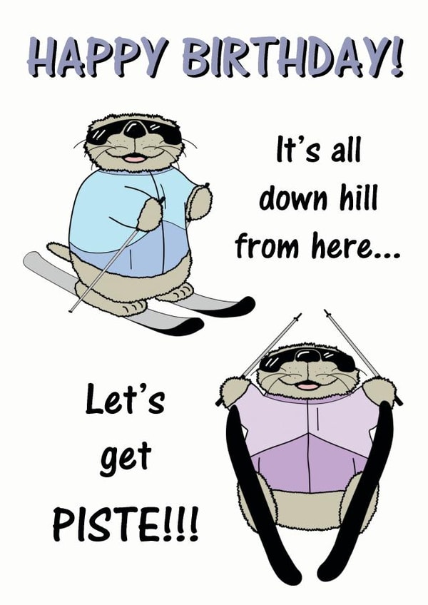 downhill from here Birthday Card 18682 created by Doughty Daredevils