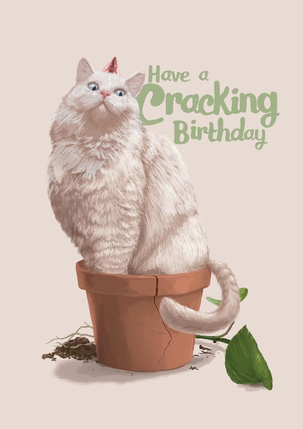 cat pot Birthday Card 15617 created by Fasanian Artistry