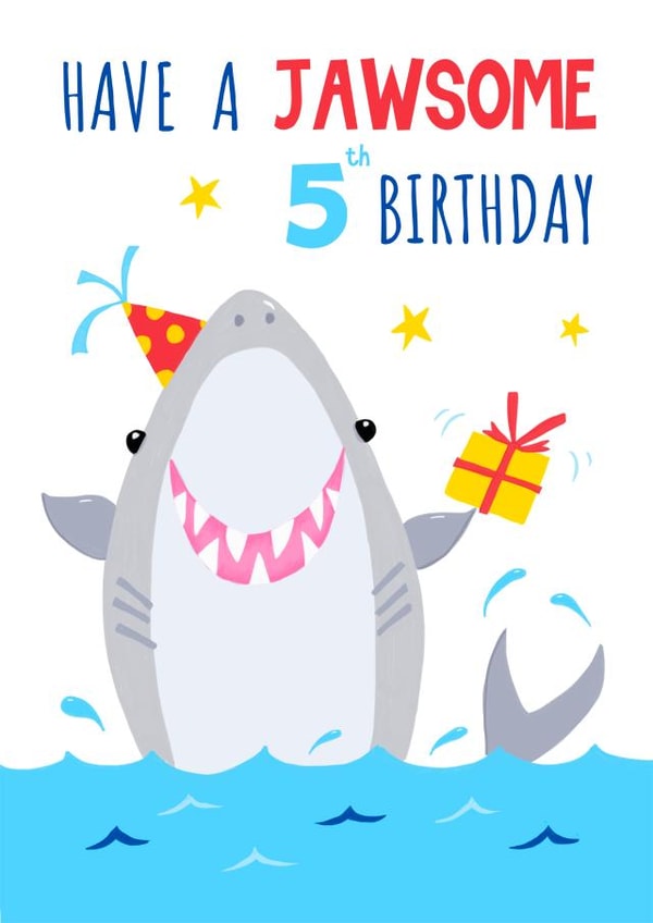 Children's Age 5 Jawsome Shark Birthday Card created by Dale Simpson