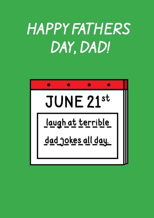 Funny Father's Day Card – "Laugh at Terrible Dad Jokes" Cartoon Calendar Design created by Stevie Doodles