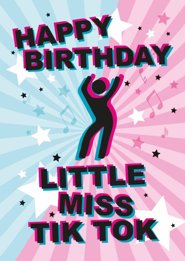 Cute Birthday Card - Tik Tok - Little Miss Tik Tok created by Rulu