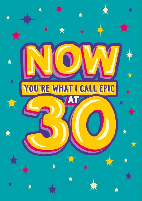 Funny 30th milestone birthday card for him or her. created by The Typecast Gallery