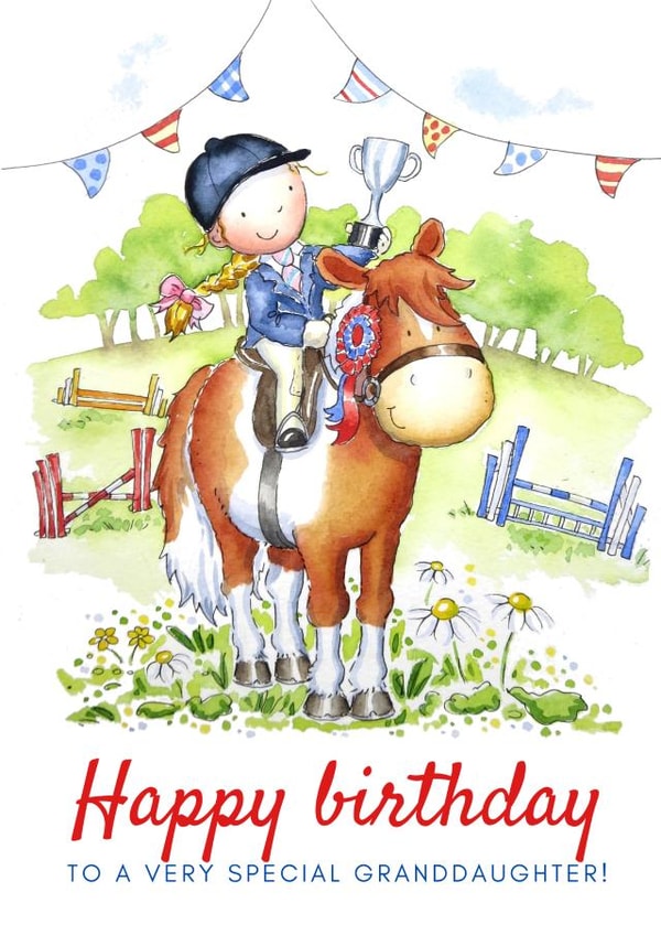 Granddaughter horse Birthday Card 16528 created by Kate Garrett