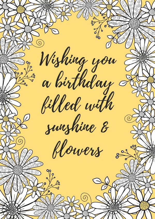 yellow sunshine and flowers birthday card created by Rebecca Handy