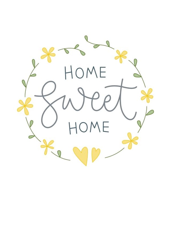 Pretty Floral Wreath New Home Card - Home Sweet Home created by Sweetpea Print Design
