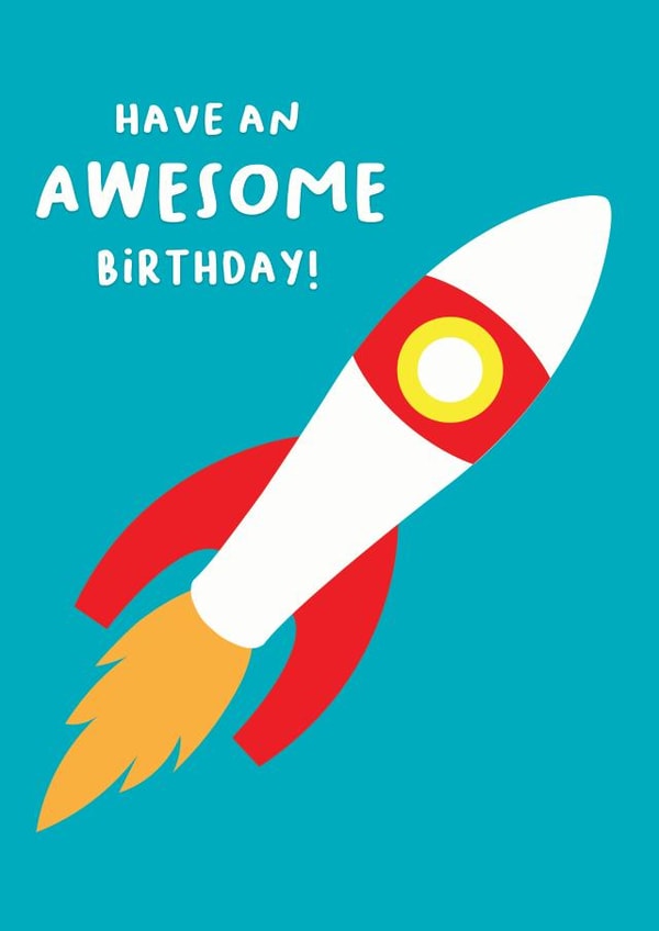 rocket space Birthday Card 6688 created by Redback Cards