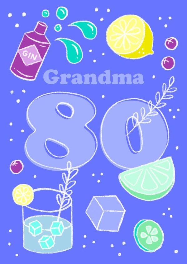 80 Grandmother Birthday Card 17752 created by Sprinkle Club