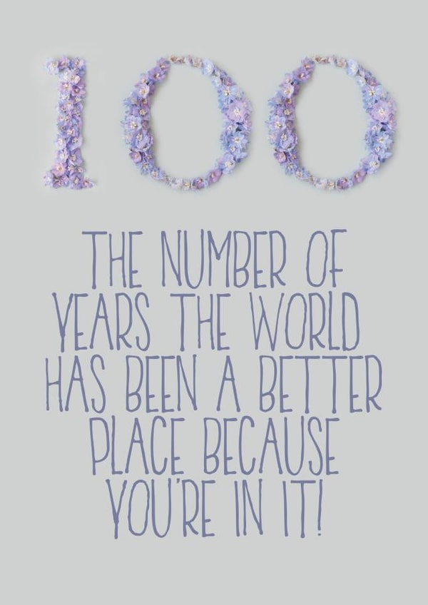 Pretty 100th Birthday Card - For Her - Flowers created by Love Lila Photography